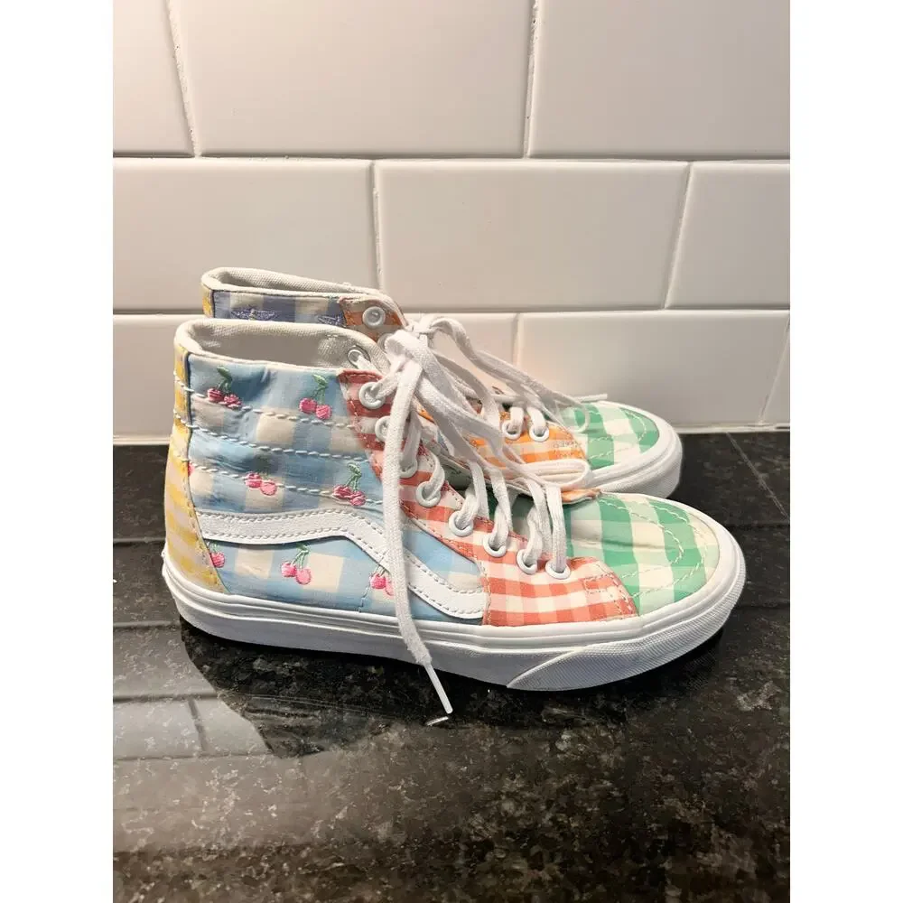 Vans Gingham Cherry Checkerboard High Top Skate Sneakers Multicolor Size M4/W5.5